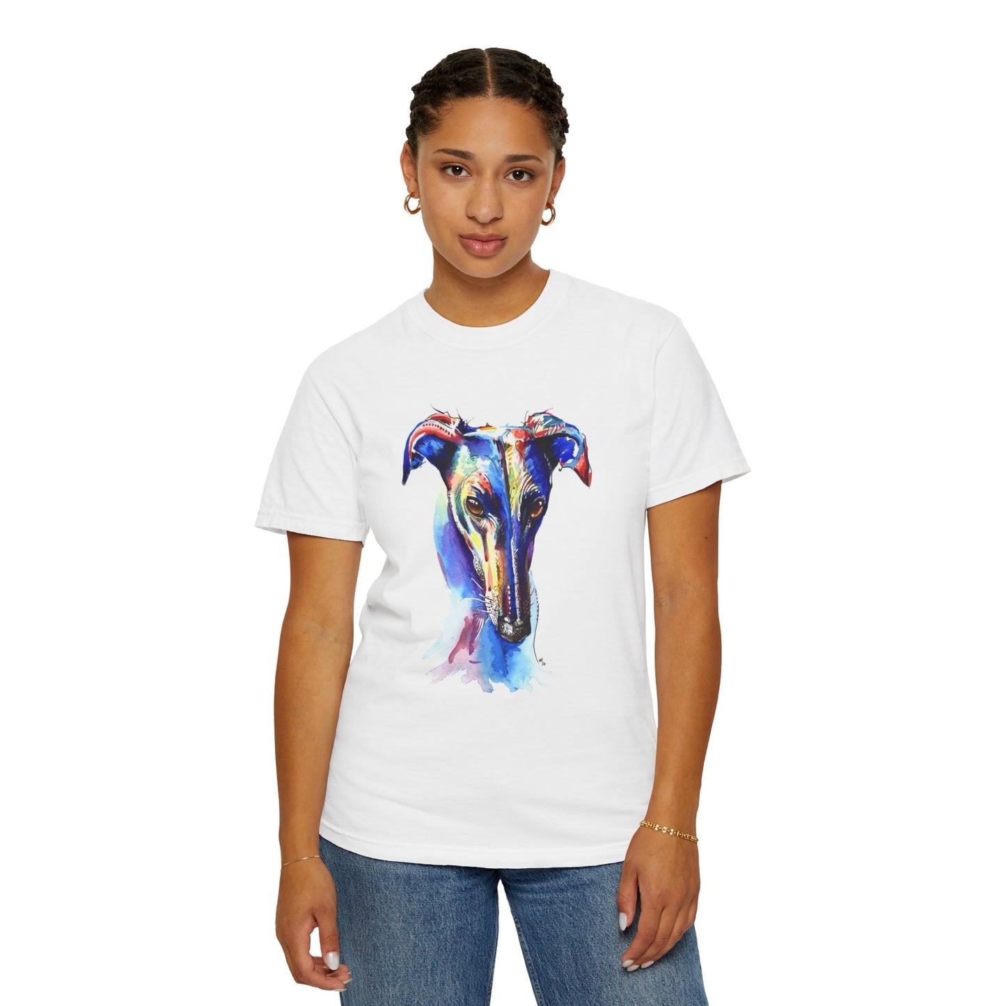 Colorful Dog Art Unisex Cream T-Shirt, Graphic Tee for Dog Lovers, Pet Owner Gift, Casual Wear, Animal Lover Apparel