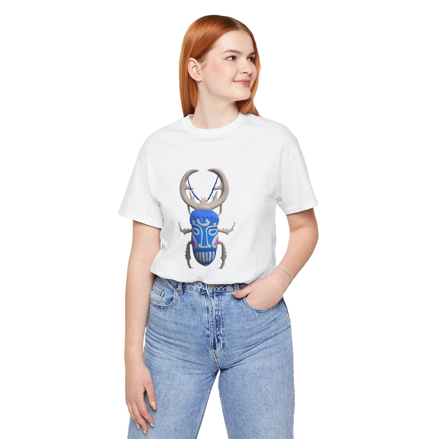 Blue Beetle Graphic Tee, Unisex Short Sleeve Shirt, Casual Wear, Unique Gift, Summer Outfit, Eco-friendly Fashion