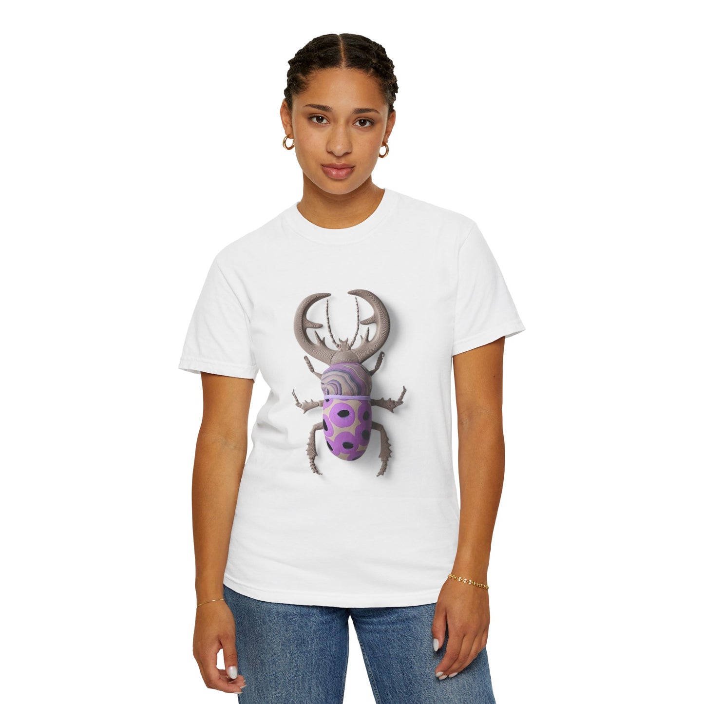 Purple Beetle Art Unisex T-Shirt, Trendy Graphic Tee, Nature Lover Gift, Unique Fashion Statement, Summer Outfit, Eco-Friendly Style