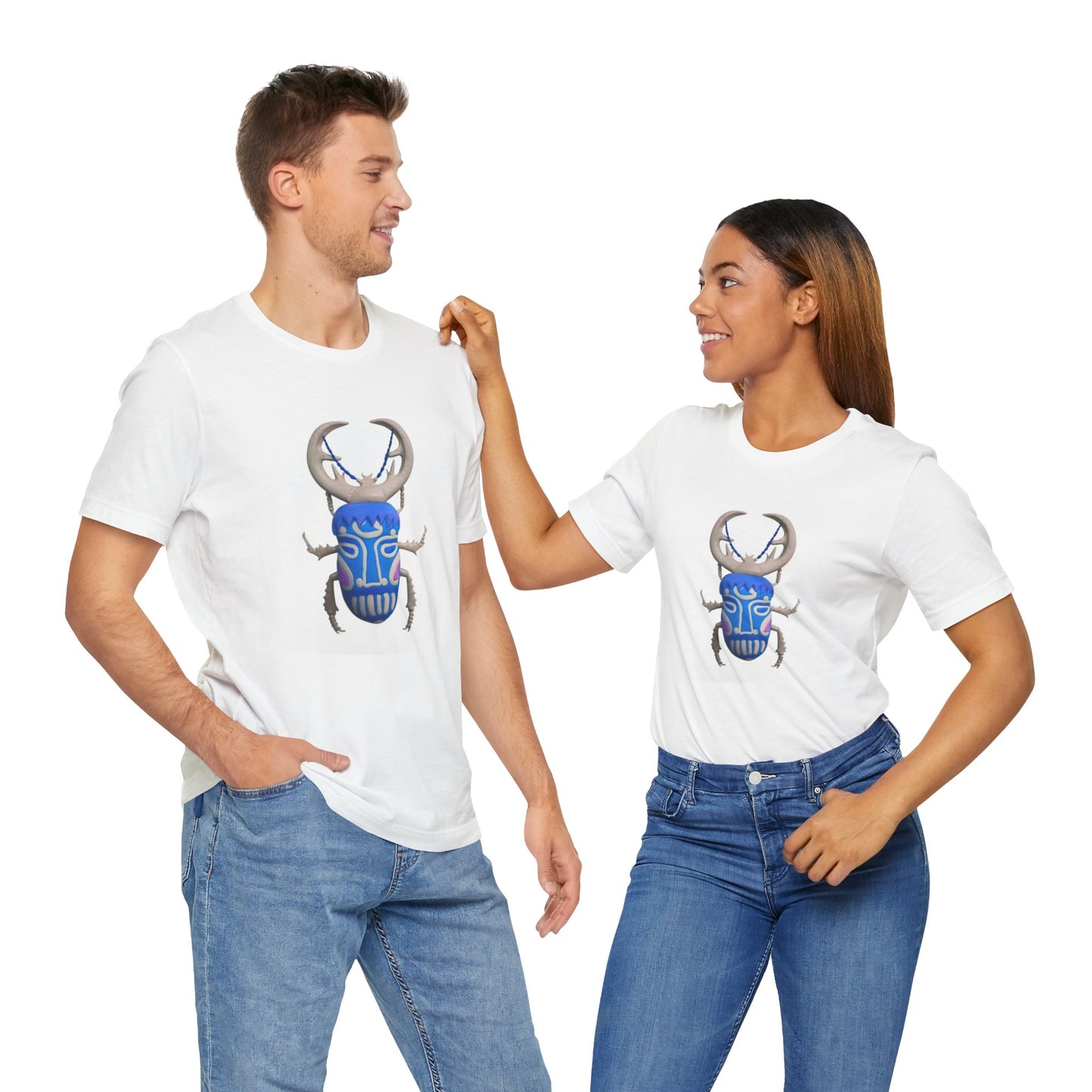 Blue Beetle Graphic Tee, Unisex Short Sleeve Shirt, Casual Wear, Unique Gift, Summer Outfit, Eco-friendly Fashion