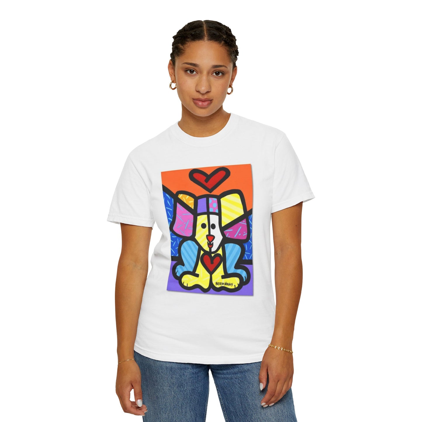 Colorful Dog Art T-shirt, Unisex Graphic Tee, Animal Lover Gift, Fun Summer Shirt, Dog Mom Apparel, Unique Pet Lover Top