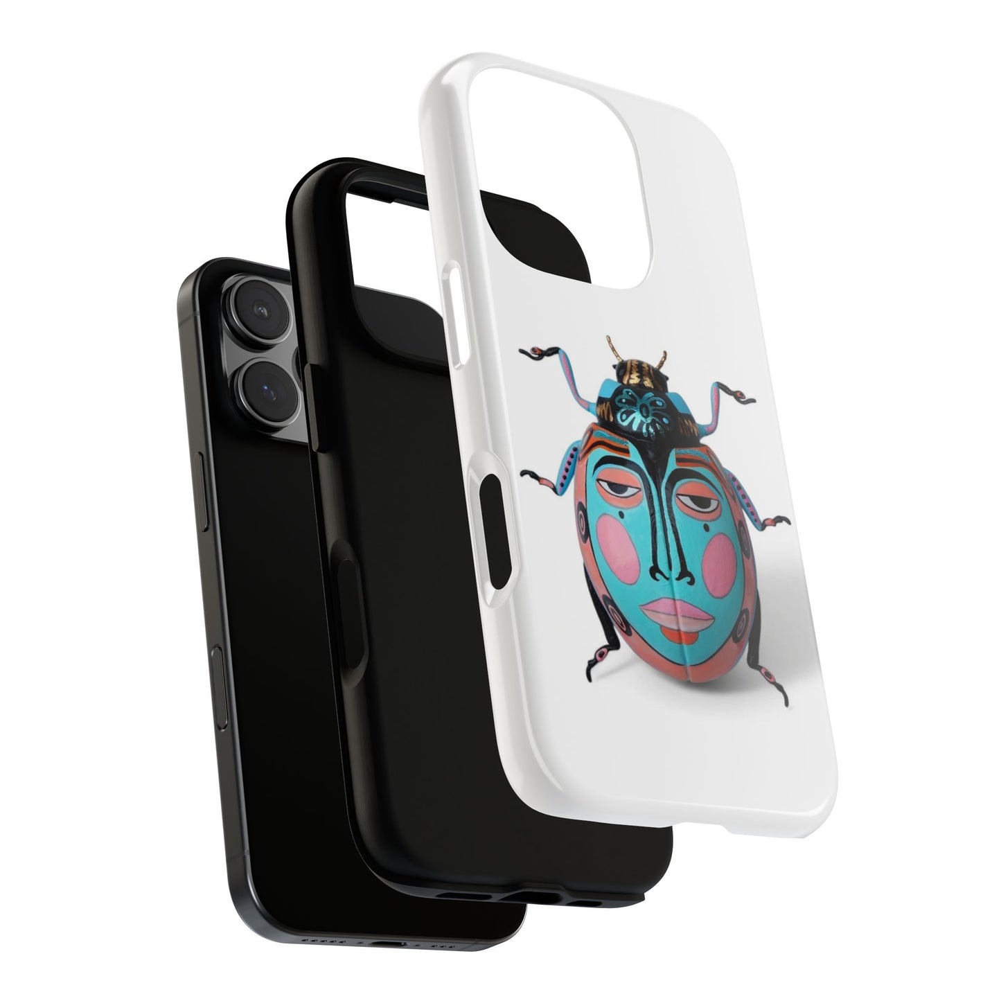 Artistic Phone Case with Colorful Bug Design, Tough Phone Cover, Unique Gift for Her, Eco-Friendly Case, Statement Phone Accessory
