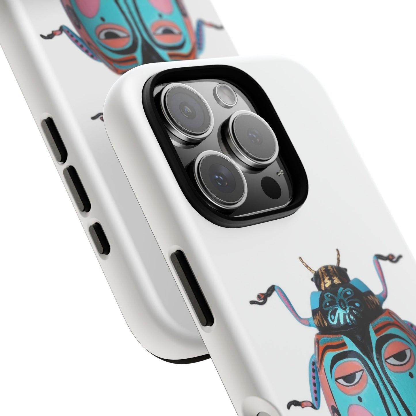 Artistic Phone Case with Colorful Bug Design, Tough Phone Cover, Unique Gift for Her, Eco-Friendly Case, Statement Phone Accessory