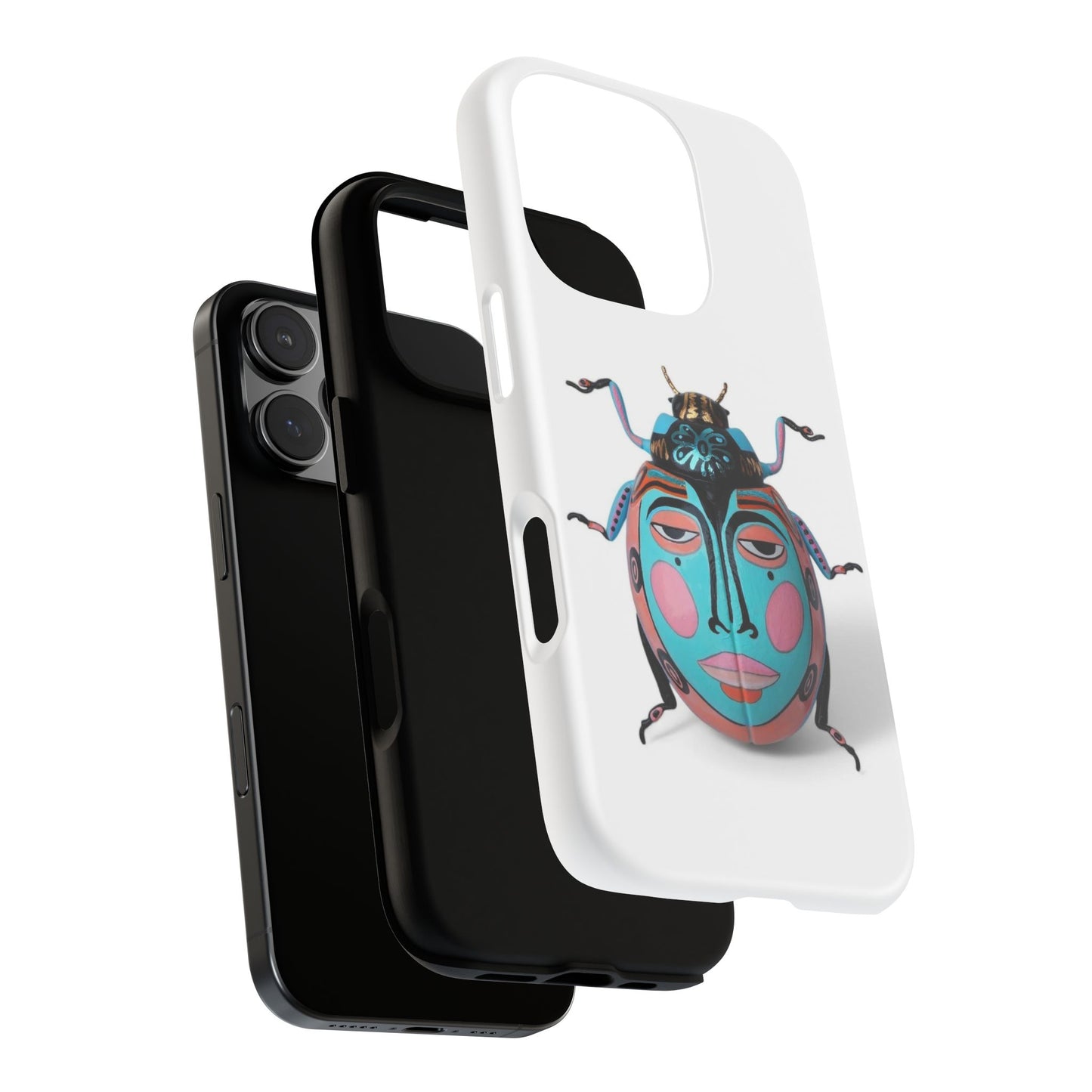 Artistic Phone Case with Colorful Bug Design, Tough Phone Cover, Unique Gift for Her, Eco-Friendly Case, Statement Phone Accessory