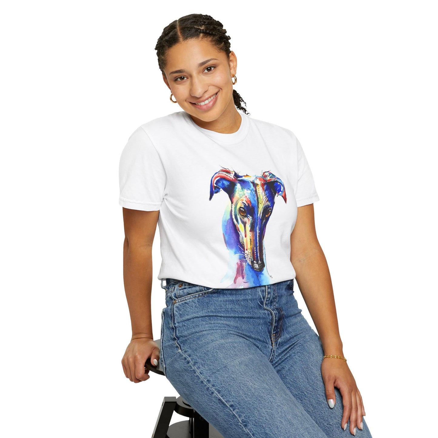 Colorful Dog Art Unisex Cream T-Shirt, Graphic Tee for Dog Lovers, Pet Owner Gift, Casual Wear, Animal Lover Apparel