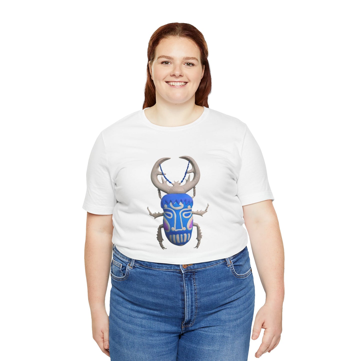 Blue Beetle Graphic Tee, Unisex Short Sleeve Shirt, Casual Wear, Unique Gift, Summer Outfit, Eco-friendly Fashion
