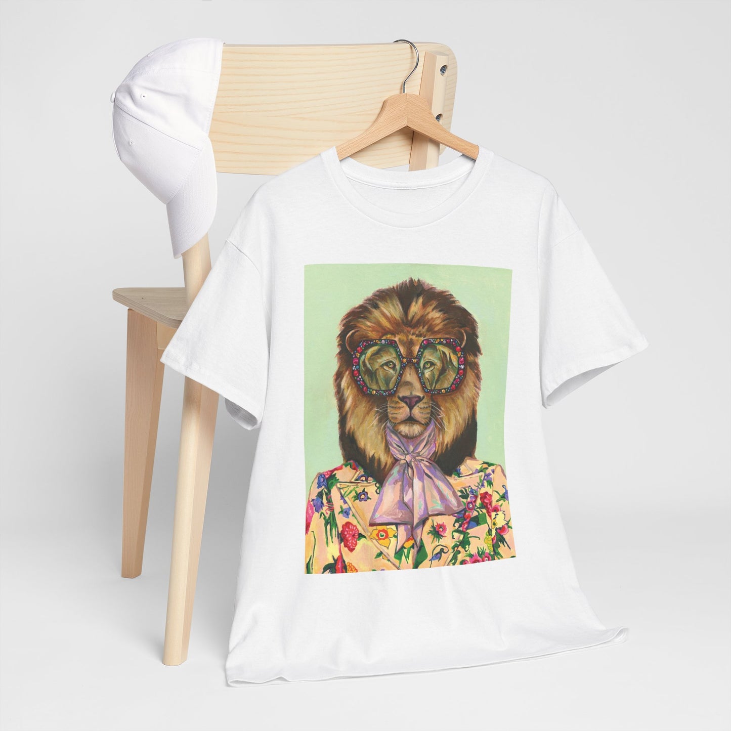Whimsical Lion Graphic Tee, Fun T-Shirt, Animal Lover Gift, Summer Fashion, Unisex Casual Wear, Unique Art Tee
