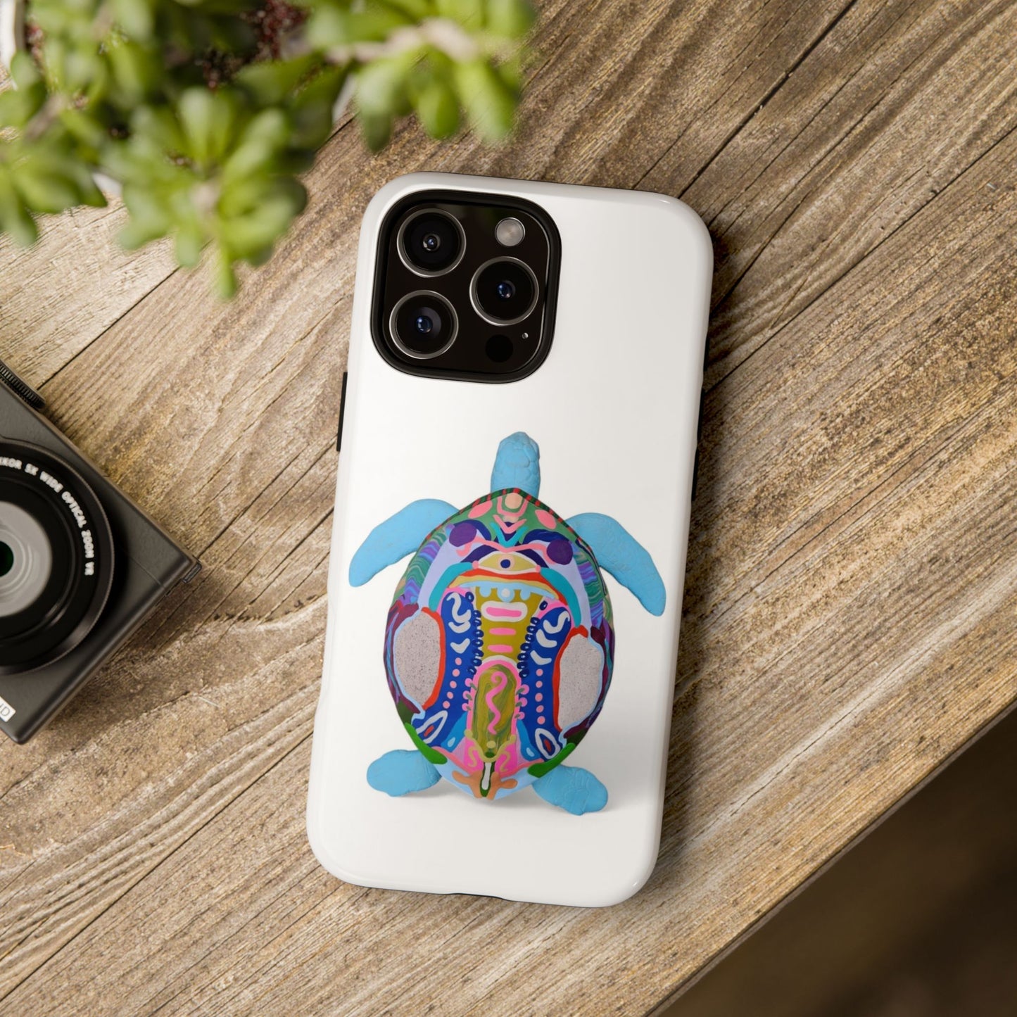 Colorful Turtle iPhone 16 Pro Max Phone Case, Tough Cases, Animal Lover Gift, Unique Art Design, Eco-friendly Phone Accessory