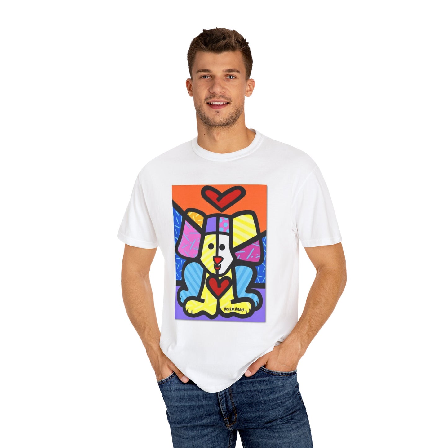 Colorful Dog Art T-shirt, Unisex Graphic Tee, Animal Lover Gift, Fun Summer Shirt, Dog Mom Apparel, Unique Pet Lover Top