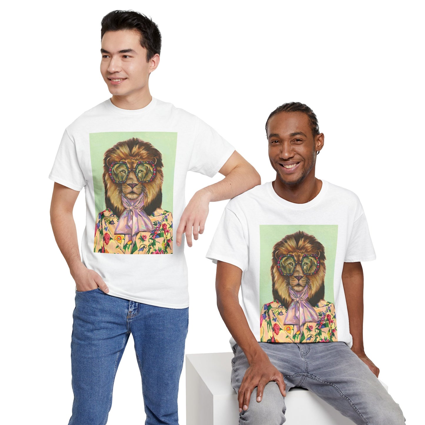 Whimsical Lion Graphic Tee, Fun T-Shirt, Animal Lover Gift, Summer Fashion, Unisex Casual Wear, Unique Art Tee