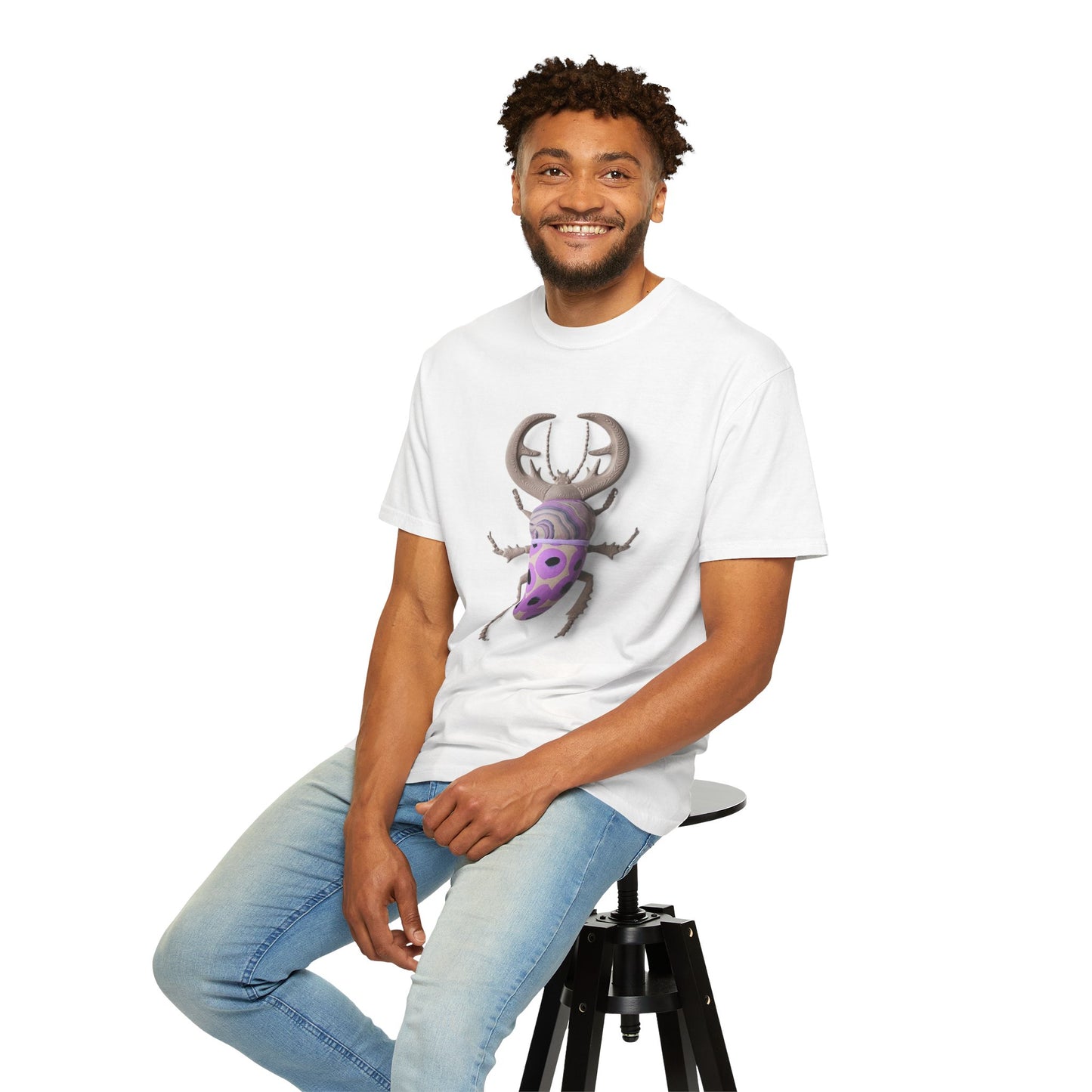 Purple Beetle Art Unisex T-Shirt, Trendy Graphic Tee, Nature Lover Gift, Unique Fashion Statement, Summer Outfit, Eco-Friendly Style