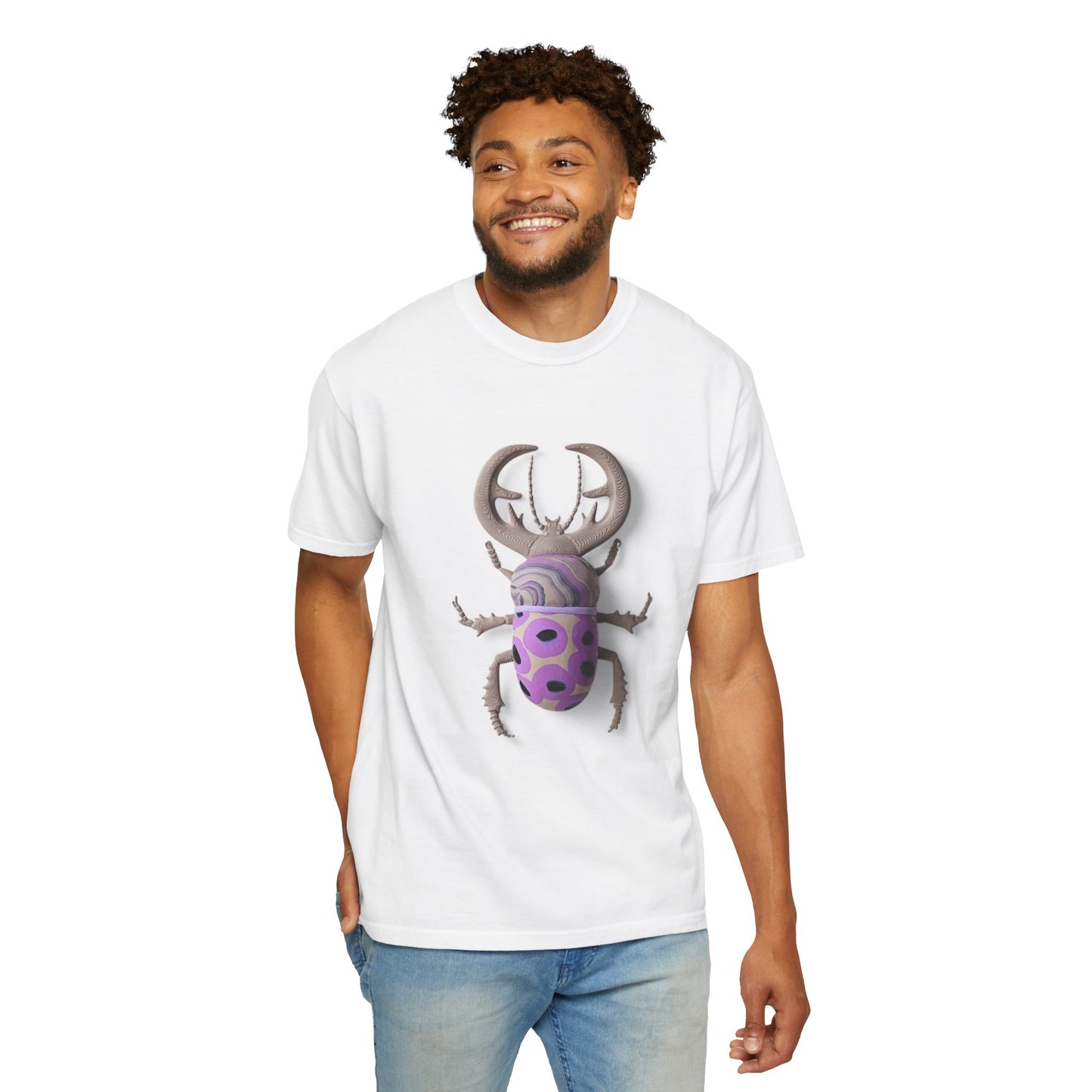 Purple Beetle Art Unisex T-Shirt, Trendy Graphic Tee, Nature Lover Gift, Unique Fashion Statement, Summer Outfit, Eco-Friendly Style