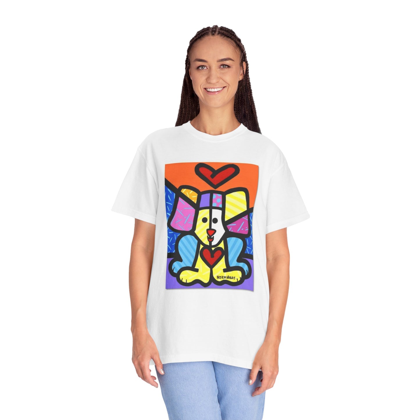 Colorful Dog Art T-shirt, Unisex Graphic Tee, Animal Lover Gift, Fun Summer Shirt, Dog Mom Apparel, Unique Pet Lover Top