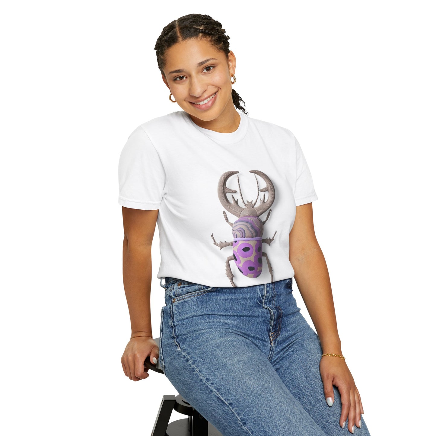 Purple Beetle Art Unisex T-Shirt, Trendy Graphic Tee, Nature Lover Gift, Unique Fashion Statement, Summer Outfit, Eco-Friendly Style