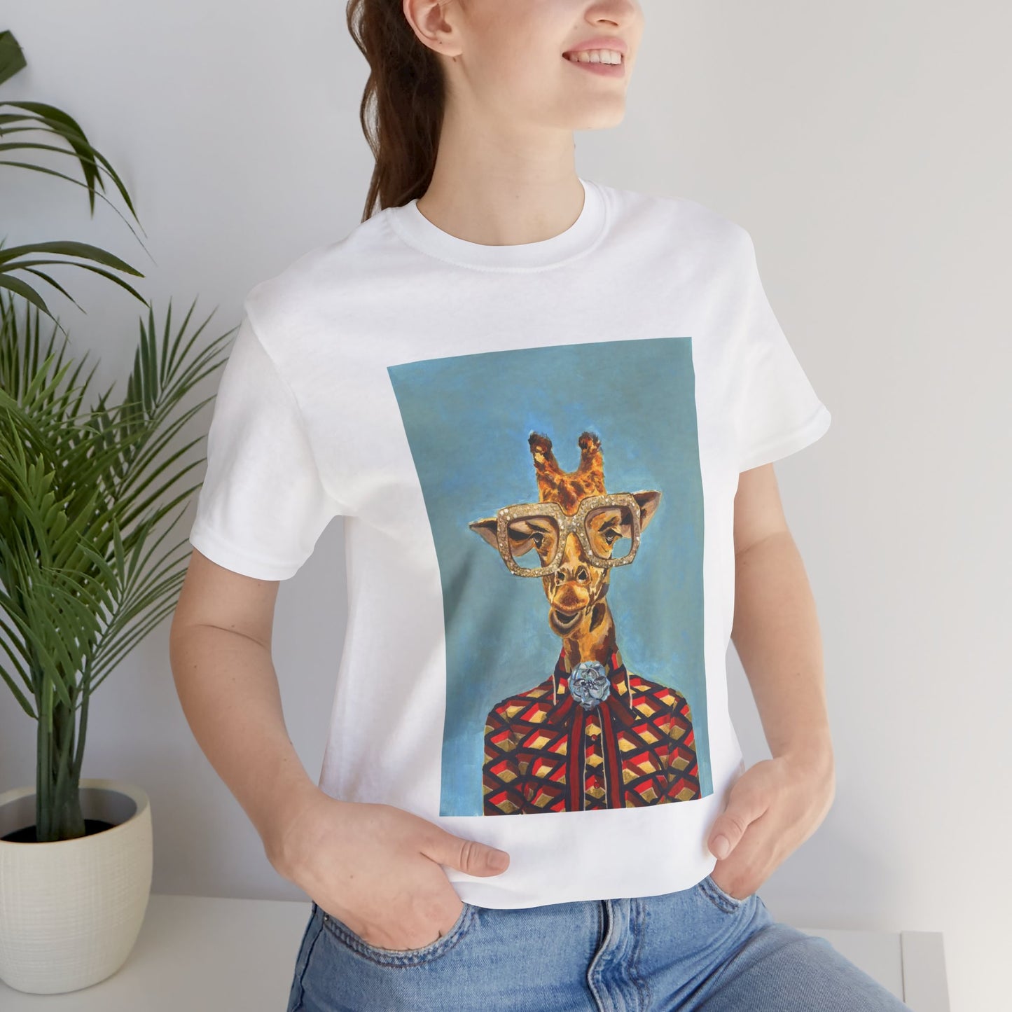 Whimsical Giraffe Graphic Tee, Fun Animal Art Shirt, Unique Gift for Animal Lovers, Summer Fashion, Quirky Casual Wear
