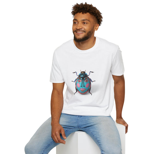 Colorful Beetle Art Unisex Softstyle T-Shirt, Casual Tee, Boho Style Top, Nature Lover Gift, Graphic Tee, Unique Insect Design