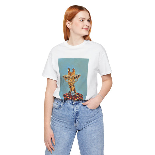 Whimsical Giraffe Graphic Tee, Fun Animal Art Shirt, Unique Gift for Animal Lovers, Summer Fashion, Quirky Casual Wear